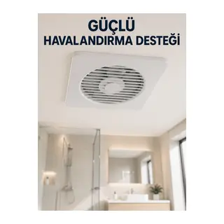 Dekoratif Banyo ve Mutfak Aspiratörü 150 mm 20,8 x 20,8 cm 20 W Havalandırma Fanı