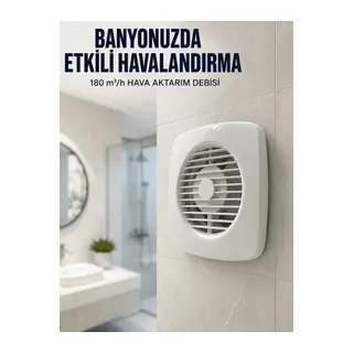 Ev Tipi Dekoratif Aspiratör 16 W 180 m³/h Banyo Mutfak WC Havalandırma Çözümü