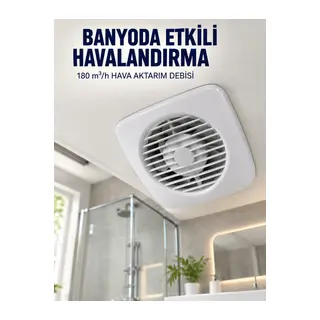 Dekoratif Havalandırma Aspiratörü 120 mm 180 m³/h Duvar ve Tavan Montajlı