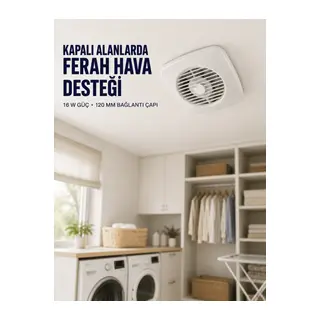 120 mm Dekoratif Aspiratör 16 W 180 m³/h Banyo Mutfak ve WC Havalandırma Fanı