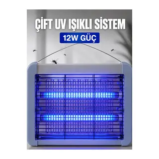 Elektrikli Sinek ve Sivrisinek Öldürücü 12W Çift UV Işıklı Böcek Lambası