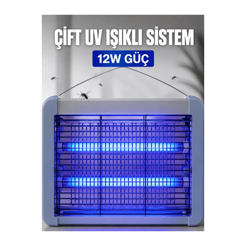 Elektrikli Sinek ve Sivrisinek Öldürücü 12W Çift UV Işıklı Böcek Lambası