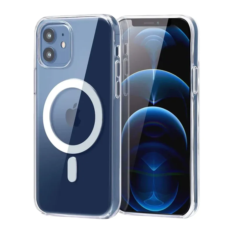 Apple iPhone 12 Combo Sert Şeffaf Magsafe Kapak - Şeffaf