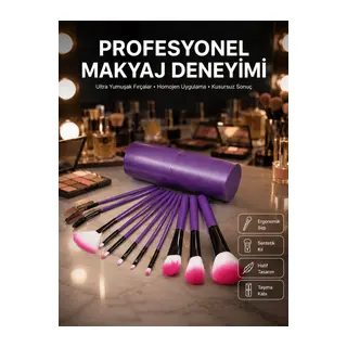 12 Parça Profesyonel Makyaj Fırçası Far Fırçası Allık Fırçası Yumuşak Kıllı