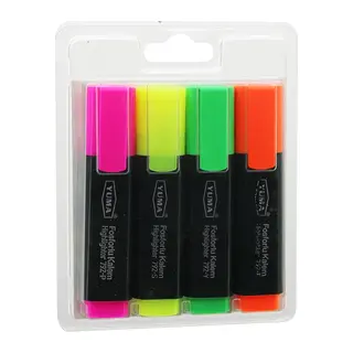 Yuma YM-792-4 792-T-Y-S-P 4PCS Fosforlu Kalem Turuncu - Yeşil - Sarı - Pembe
