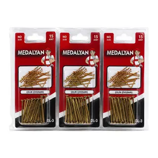 180 Adet 3X50 12X15PCS Sarı Tp Çelik Tel Çivi