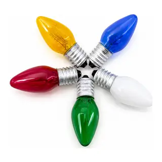 50 Adet Mix Renkli Gece Lambası Ampul E14 - 10W C7