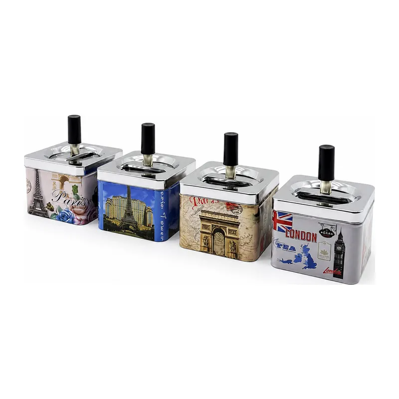 12 Adet Ashtray Kare - Basmalı Metal Küllük