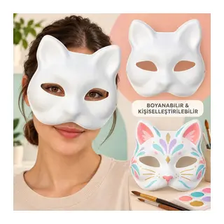 Kendin Tasarla Kişiselleştirilebilir Boyanabilir Kedi Maskesi