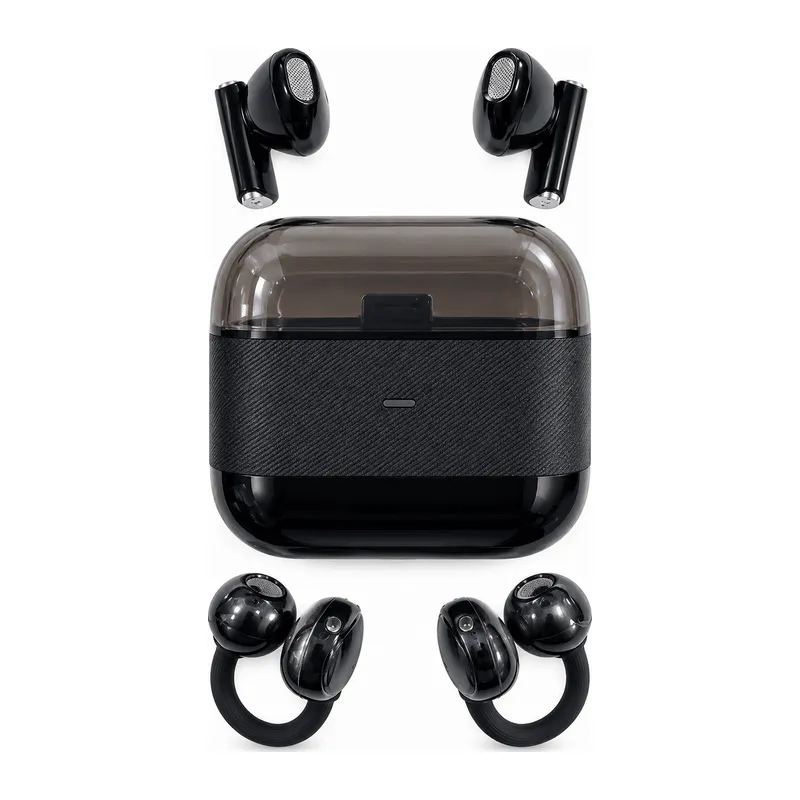 Kablosuz Bluetooth Kulaklık 2’si 1 Arada Klipsli Kulak İçi 4’lü Siyah