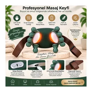 ÇİFT EL ŞEKLİNDE BOYUN VE OMUZ MASAJ ALETİ 5V - 2000mAH 165X155X135MM DP-770