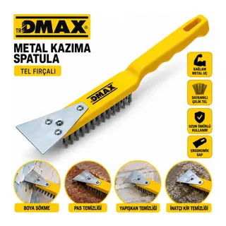 12 Adet 2IN1 Çelik Tel Fırça - Metal Kazıma Spatula 270MM
