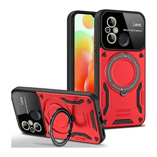 Xiaomi Redmi 12C Kılıf Joy Lens Standlı Kapak - Kırmızı