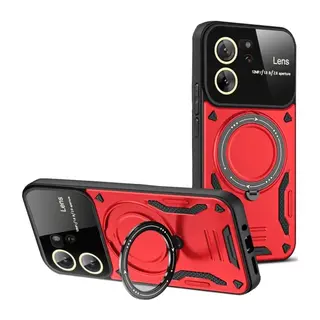 Xiaomi Mi 13T Pro Kılıf Joy Lens Standlı Kapak - Kırmızı