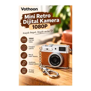 Mini Retro Dijital Kamera 1080P Full HD Fotoğraf & Video Çekimi LCD Ekran Mini Kamera TF Kart Destekli