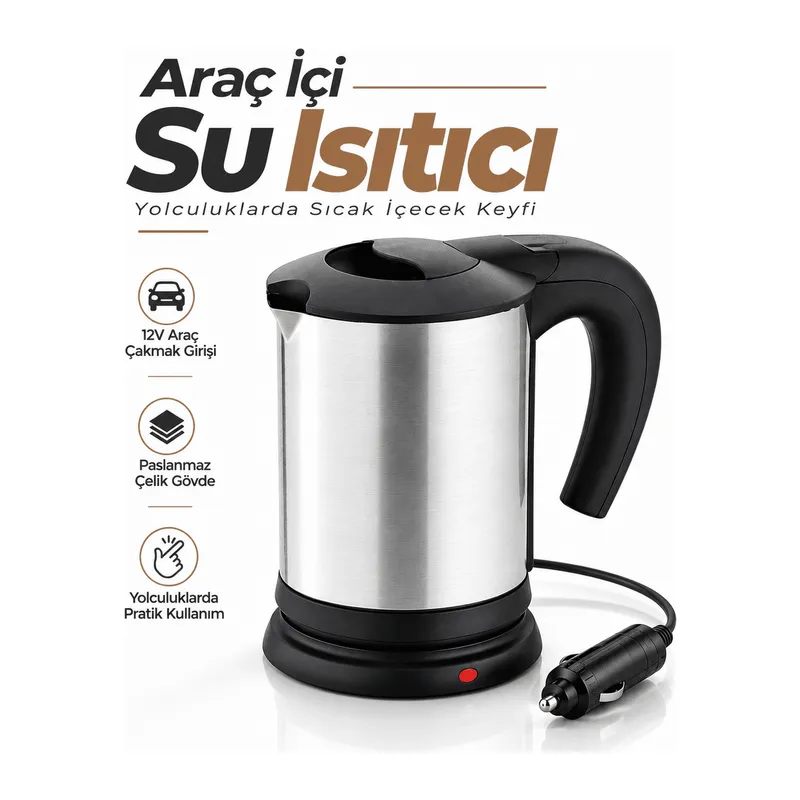 12V Araç Çakmak Girişli Taşınabilir Su Isıtıcı