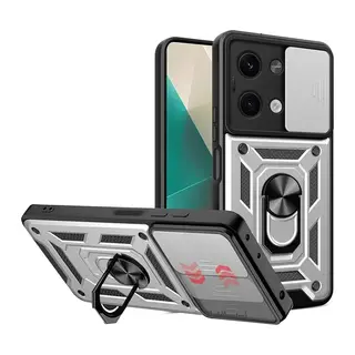 Xiaomi Poco X6 Kılıf Pars Lens Yüzüklü Silikon - Gümüş