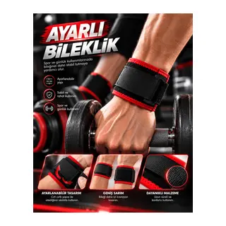 Siyah Kırmızı Ayarlanabilir Bileklik Dayanıklı Kumaş ve Güçlü Sabitleme
