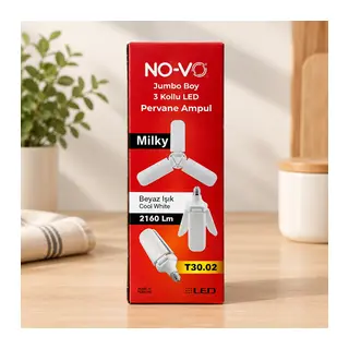 Jumbo Pervane Ampul 30W 3 Kollu Milky