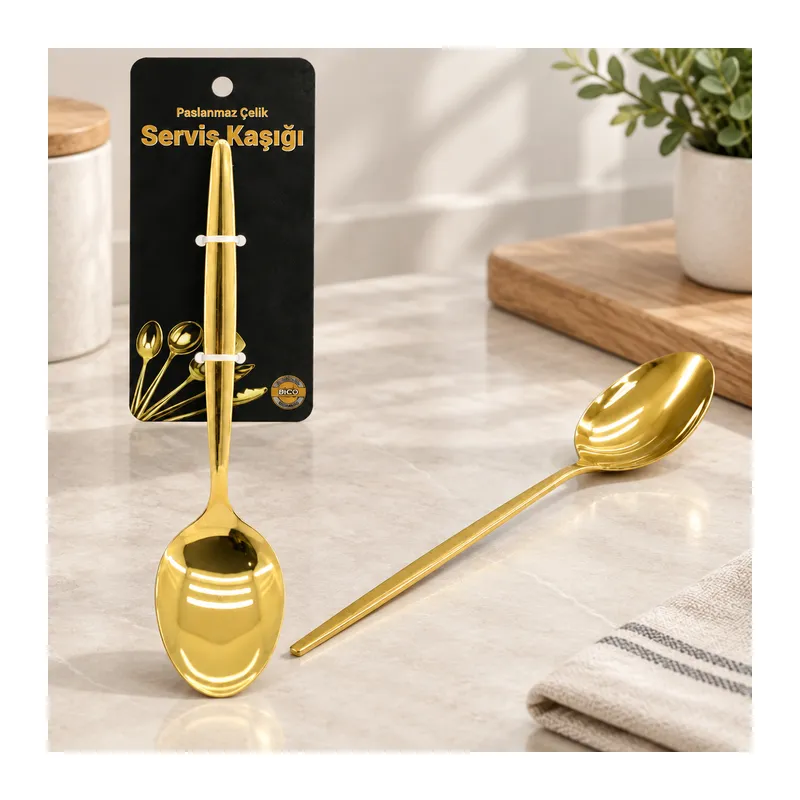 Metal Altın Servis Kaşığı 27 cm