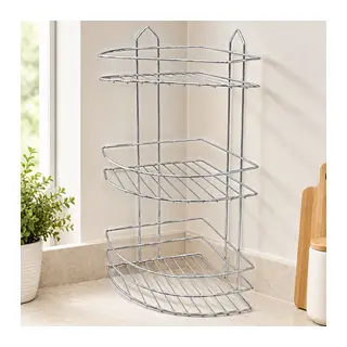 Üç Katlı Üçgen Metal Banyo Köşeliği Krom