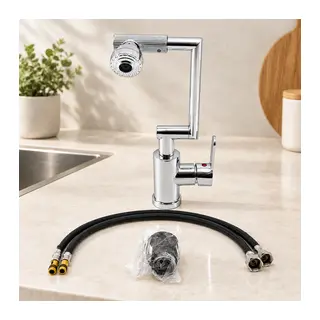 Çok Fonksiyonlu Krom Mutfak Bataryası 1080° Döner
