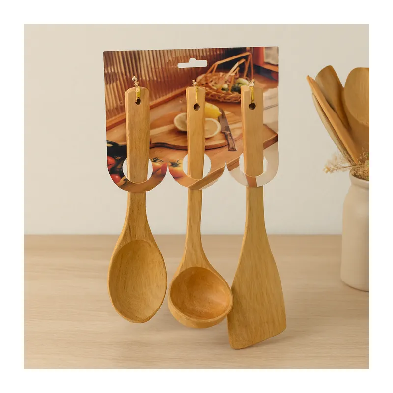 Bambu Ahşap Mutfak Servis Seti 3 Parça (27/27/32 cm)