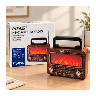 Şömineli Retro Radyo Hoparlör (Bluetooth, AM/FM/SW, USB/Type-C, TF)