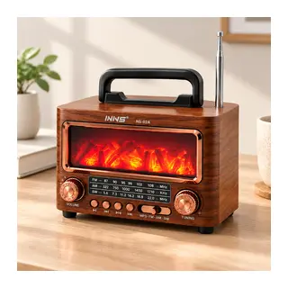 Şömineli Retro Radyo Bluetooth Hoparlör - AM/FM/SW USB/Type-C Şarjlı