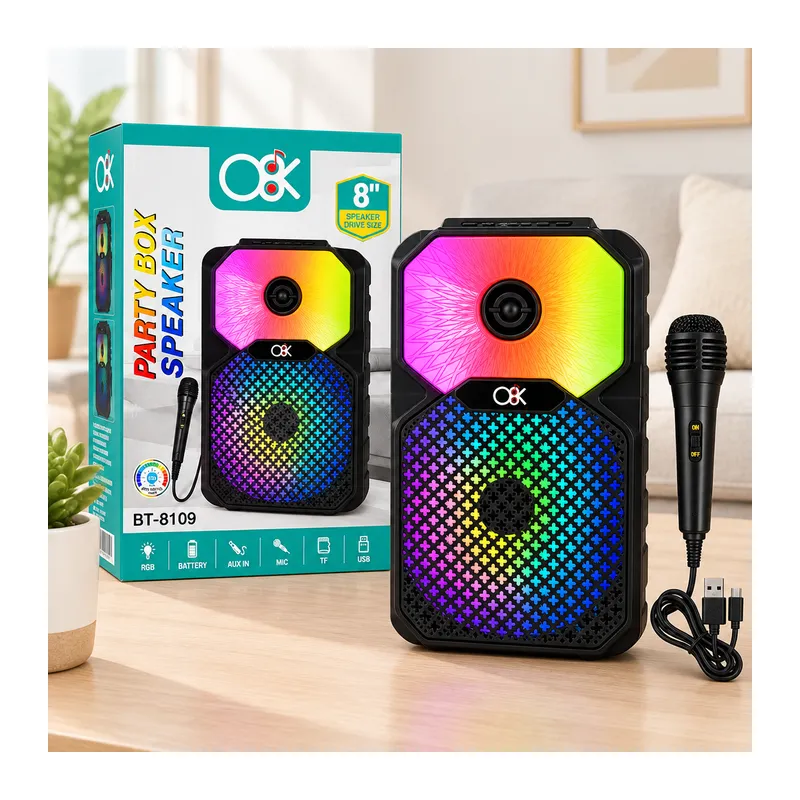 8 inç Bluetooth Mikrofonlu Karaoke Hoparlör (Şarjlı, RGB)