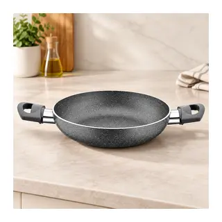 Granit Tava 22 cm Çift Saplı Gri Kırçıllı
