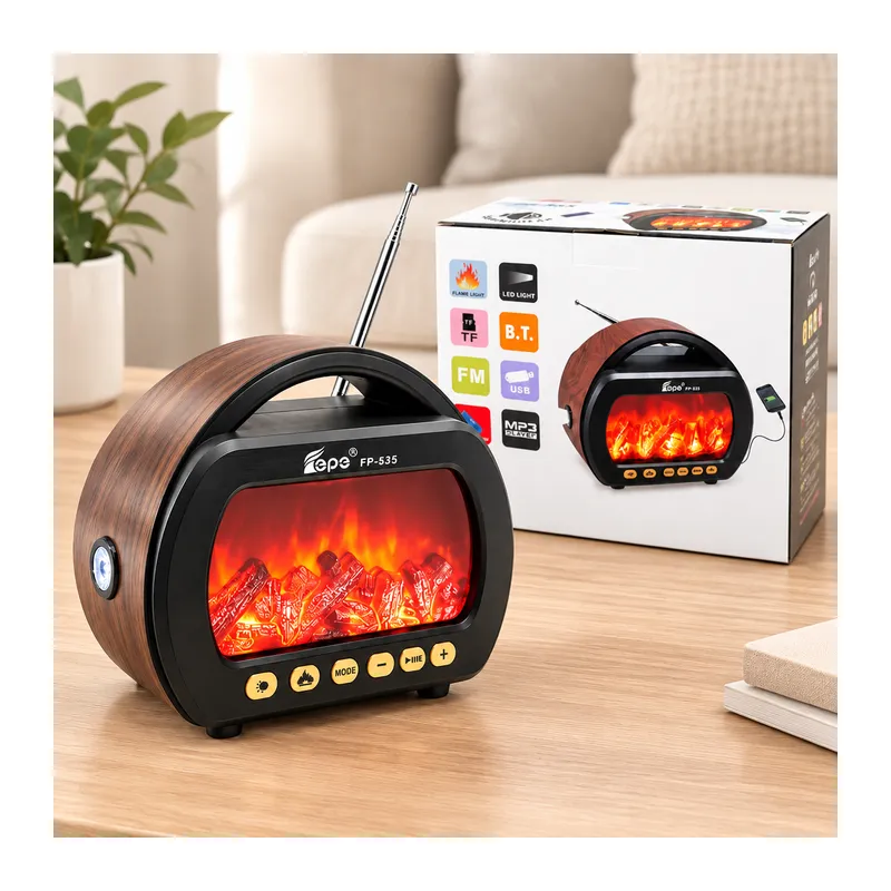 Fenerli Şömineli Bluetooth Radyo Hoparlör (AM/FM/SW, USB/Type-C, TF)