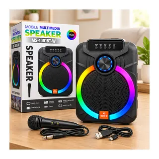 10" Karaoke Bluetooth Hoparlör (Mikrofonlu, Şarjlı, RGB)