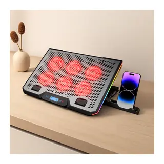 15.6\" Laptop Soğutucu - 6 Fan, RGB, LCD Dijital Kontrol, 2 USB