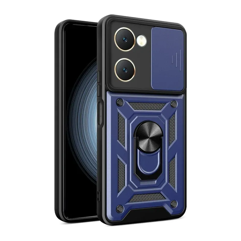 Vivo Y18 Kılıf Pars Lens Yüzüklü Silikon - Lacivert