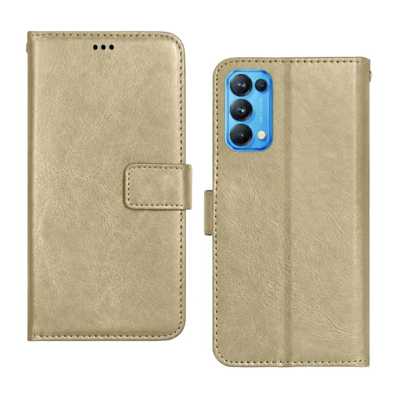 Oppo Reno 5 Trend S Plus Kapaklı Telefon Kılıf - Gold