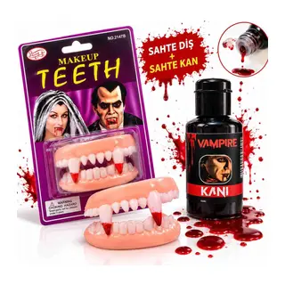 Vampir Takma Diş ve Tiyatro Kanı Seti – 2 Parça