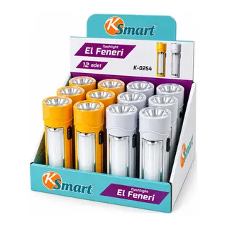 12 Adet 2İN1 Pilli El Feneri Renkli Plastik K-0254