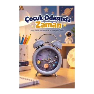 Dekoratif Alarmlı Masa Saati Desenli Analog Kadran