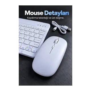 Kablosuz Klavye Mouse Seti Beyaz Türkçe Q