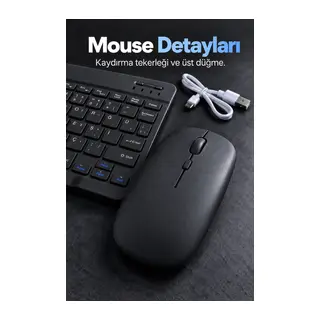Bluetooth Klavye Mouse Seti Türkçe Tuş Dizilimli Beyaz