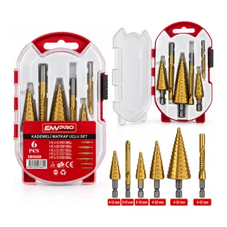 6PCS Matkap Uçlu Kademeli Set 4-12MM - 4-20MM - 4-32MM - 3MM - 6MM - 8MM