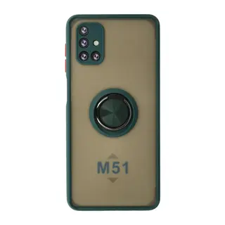 Samsung Galaxy M51 Kılıf Montreal Yüzüklü Silikon Kapak - Yeşil