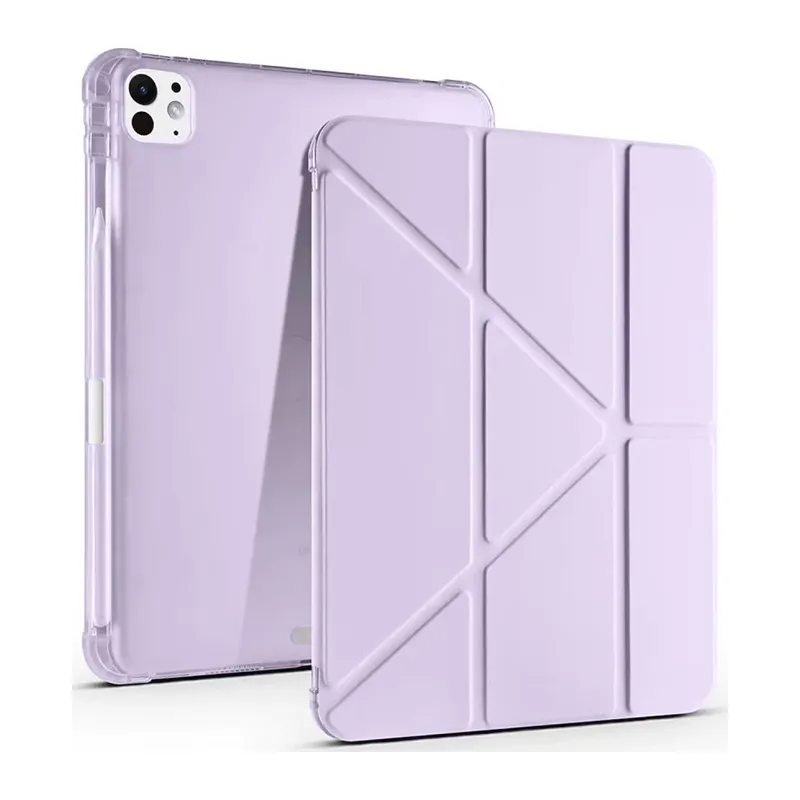 Apple iPad Air 13 (2024) Kılıf Kalemlikli Mars Tablet Kılıfı - Lila