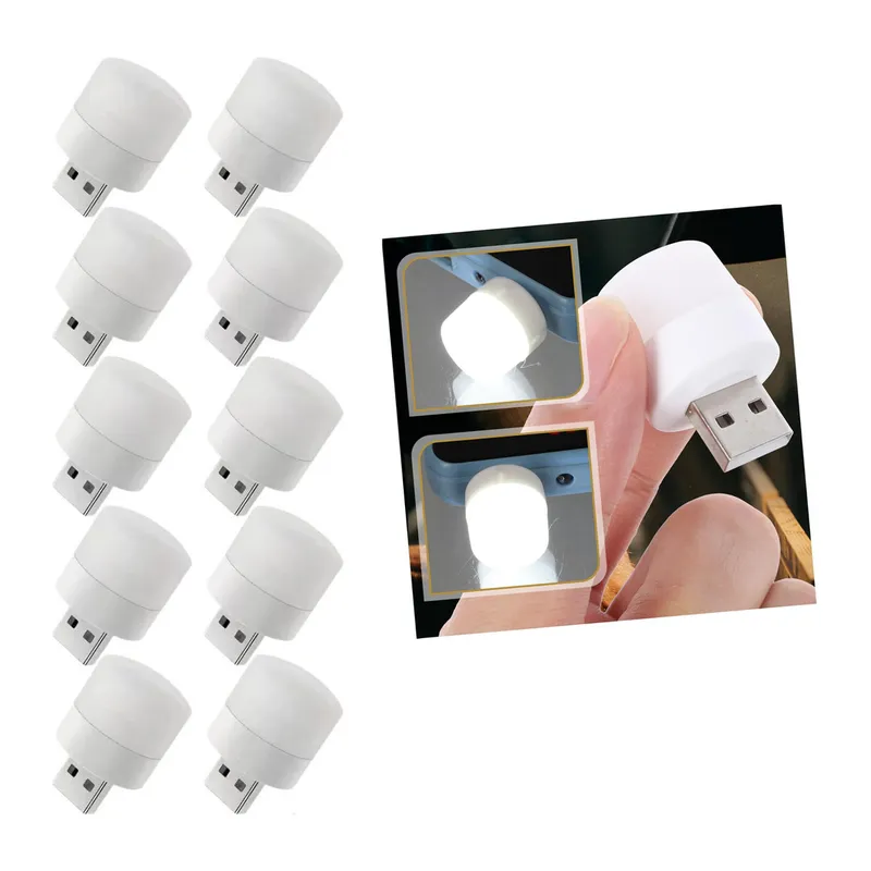 USB Mini Top LED 10’lu Aydınlatma Seti – Beyaz Renkli Gece Lambası, Enerji Tasarruflu Mikro LED Işıklar