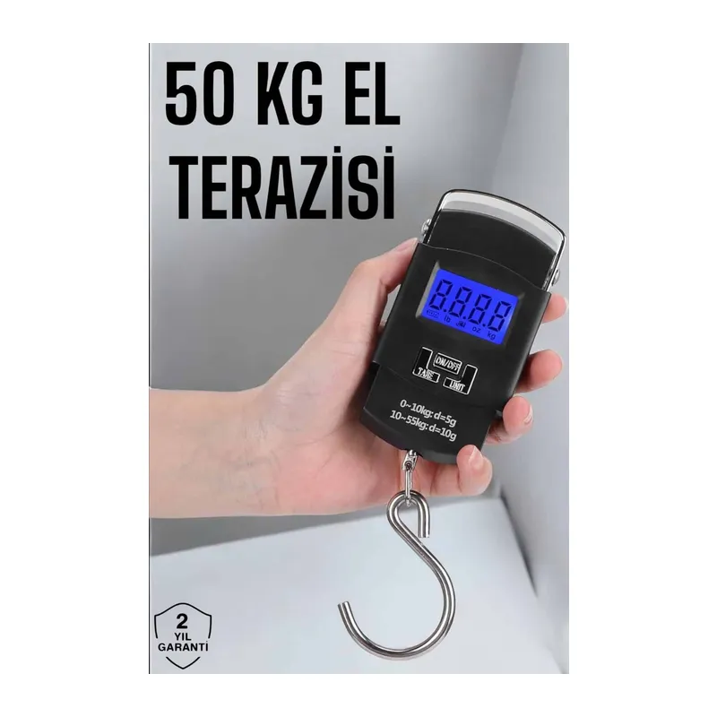 50 Kg El Kantarı Ağırlık Ölçer Dijital Ekranlı Kancalı Portatif