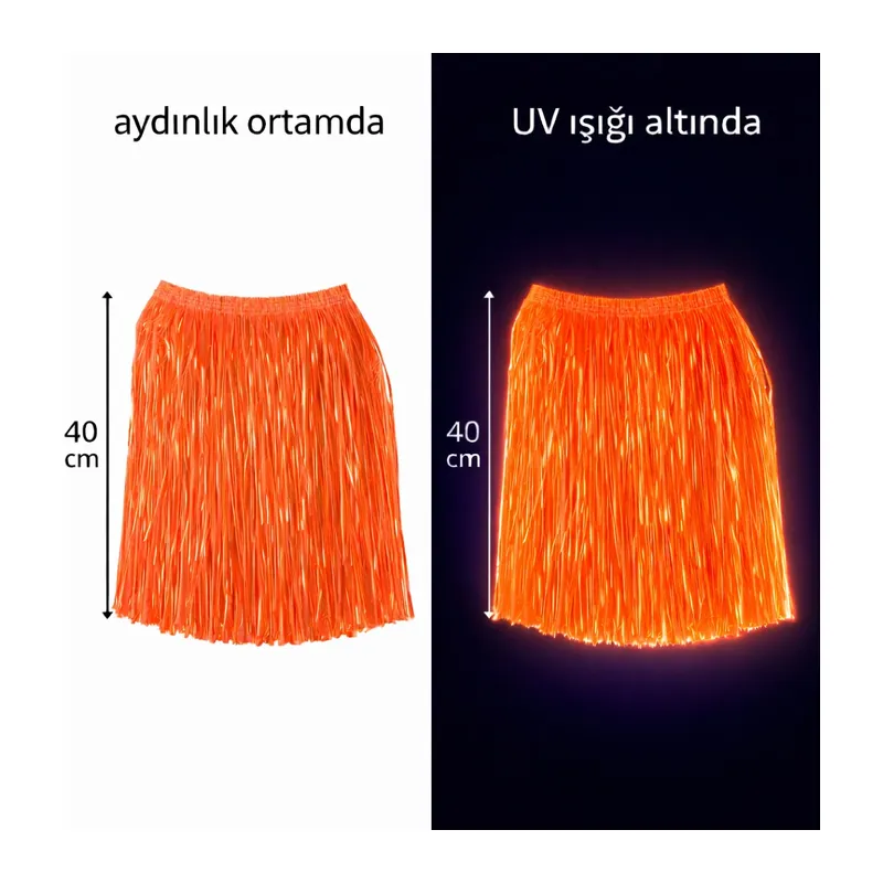 Neon Turuncu Hawaii Parti Eteği 40 cm