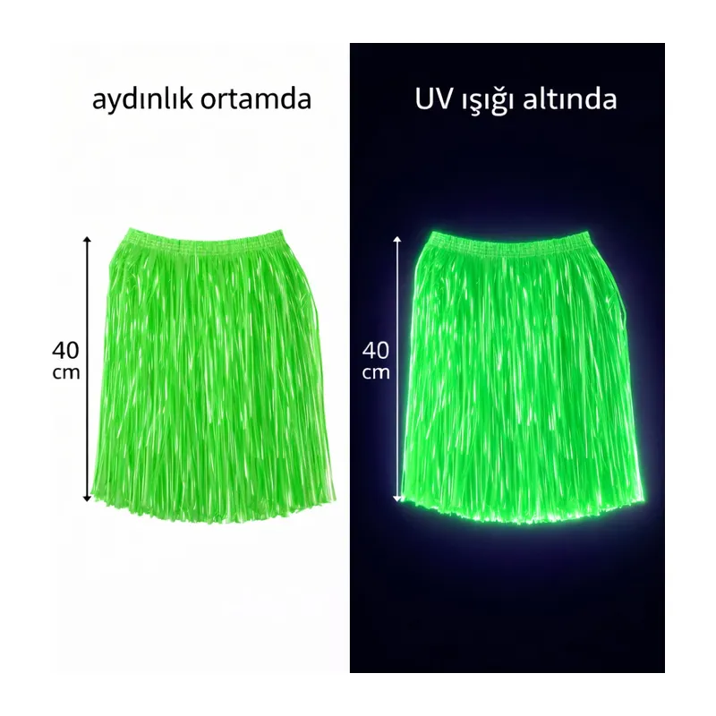 Neon Yeşil Hawaii Parti Eteği 40 cm