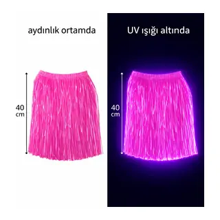 Neon Pembe Hawaii Parti Eteği 40 cm