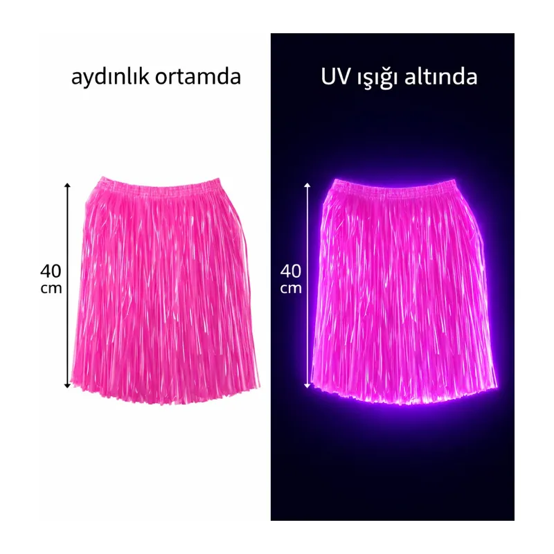 Neon Pembe Hawaii Parti Eteği 40 cm